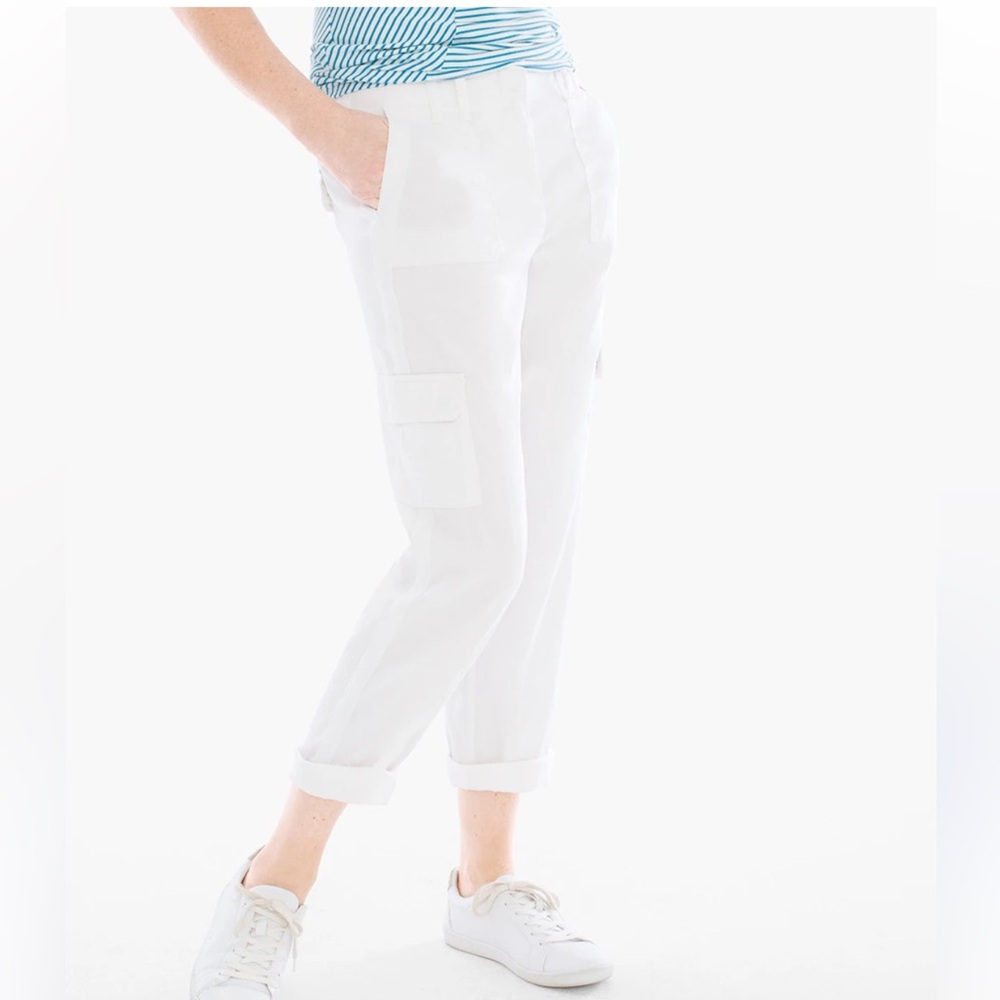 WHITE Linen Utility High Waist Pants